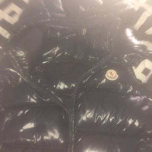 Navy blue moncler jacket vest with hood